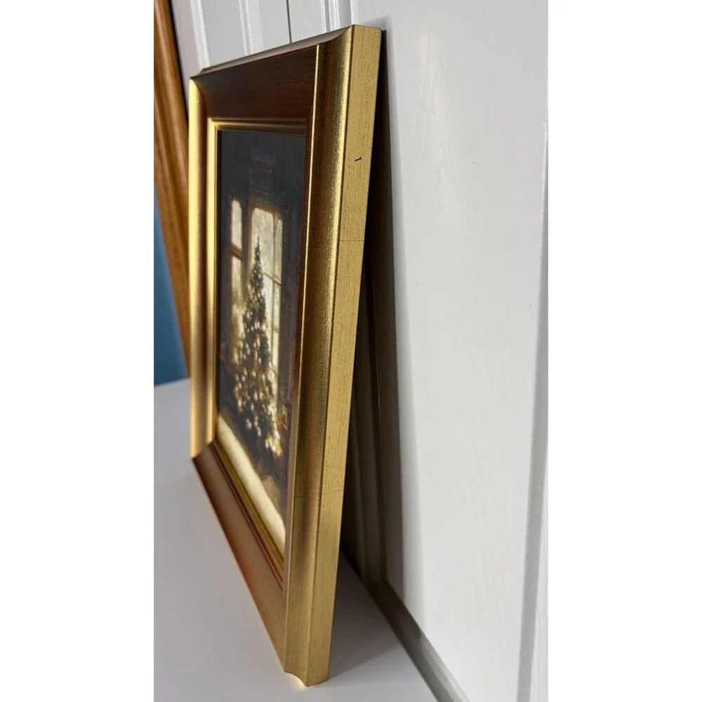 Petal Lane Home Framed Christmas Tree Wall Art Gold Frame Holiday Print